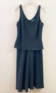 Harve Benard Sleeveless Black Midi Layered Dress