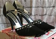 Chinese Laundry Blaze Women's Satin Stilettos w/ Straps Midnight Navy 8 M NIB