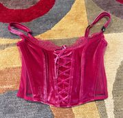 NWT Victoria’s Secret Dream Angels Un-Padded Pink Velvet Corset Top Size Small