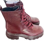 NWT Katy Perry Geli Lace Up Combat Boots KP2060 Burgundy Size 9.5