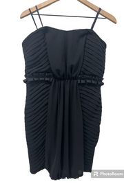 BCBG Semi-Formal Strapless Multi-Pleat Black Dress Size 8 NWT
