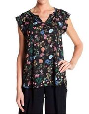 Womens Nordstrom Rack Pleione Chloe Floral Pleat Back Blouse - Sz M