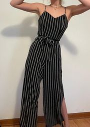 Black And White Striped Jumpsuit