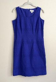 LL Bean Dress Womens Size 4 Blue Eyelet Knee Length Sheath Sleeveless Lined