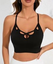 NWOT, Black Criss-cross Camisole Bra Top