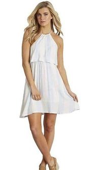 Lauren James Nassau Stripe Dress Blue and White Halter Sleeveless Size XL New
