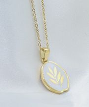 Gold Plant Irregular Shaped Pendant Necklace