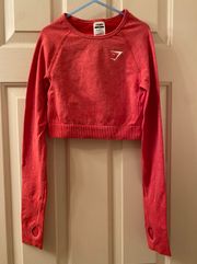 Gymshark Vital Seamless Long Sleeve Crop Top Size XS Chilli Red Marl Workout Top