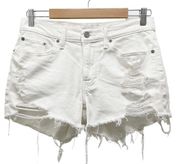 Lucky Brand  Boy Short Distressed White Denim Cutoff Jean Shorts Women’s Size 27