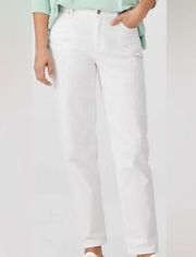 Eileen Fisher Slim Straight Mid Rise Organic Cotton Jean 10X30 White Stretch