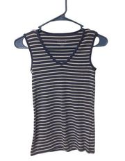 Tahari XS Essentials Blue White Stripes Tank Top Basic Summer Cute Spring Layers