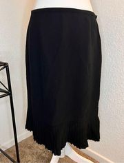 LAFAYETTE 148 NEW YORK Black Pleated Ruffle Hem Skirt Size‎ 10