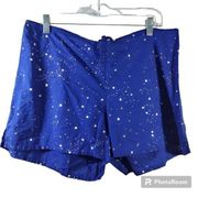 Nick & Nora Blue Star Galaxy Cotton PJ Shorts Tie Wist Size L