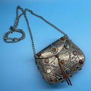 Sam Edelman Vintage RosaleenPurse Silver Metal Hardcase Crossbody Bag VTG