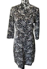 J McLaughlin Catalina Cloth Dress Floral 3/4 Sleeve Brown