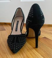 Black Studded High Heel Pumps