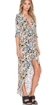 KNOT SISTERS MORRISON KIMONO FLORAL BUTTON FROM HI LOW BOHO 3/4 SLEEVE DRESS XS