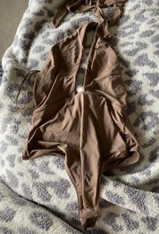 Brown Halter Bodysuit