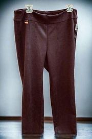 Soho brown suede like pull up spandex blend flat front mid rise pants new 1X