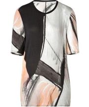 Helmut Lang Flesh Abstract Paintbrush Geometric Tee