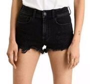 American Eagle  Black Cutoff Lace Hi-Rise Shortie Jean Shorts Size 4