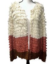 Multicolor Fringe Loop Shag Cardigan Size Large