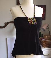 BCBGMAXAZRIA NWT BCBG Halter top black w/seed bead decoration on front