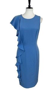 Roz & Ali Dress Ruffle Front Sheath Party Cocktail Blue Women’s Size 16