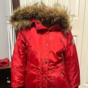 Madden NYC Red Womens Medium Hooded Puffer Parka