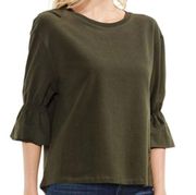 New‎ Vince Camuto Smocked Elbow Sleeve French Terry Top