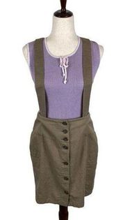 Gianni Bini Y2K linen blend button front overall mini skirt 6
