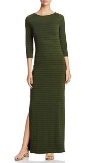 Maxi green knit dress with black stripe. NWOT