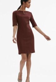 MM Lafleur Maroon The Narie Textured Ponte Dress Burgundy Work Academia Office