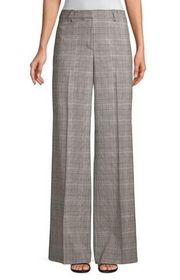 Lafayette 148 Dalton Pants Womens Size 8 Black White Houndstooth Plaid Wide Leg