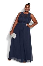 NWT  Panelled Bodice Maxi Dress French Navy Blue Size XL / 22