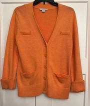 Pendleton Cardigan Petite Medium Orange 100% Cotton Vintage