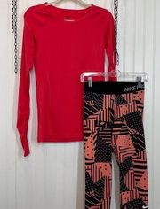 Nike Pro Athlete Activewear Leggings & Thumbhole Long Sleeve Shirt Size M