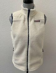 MVineyard Vines Women’s Quilted Sherpa Vest in Ivory Cream Small S  off White