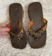 Reef flip flops with leather