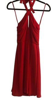 L'Agence Matte Crepe Halter Dress Crimson Red