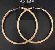 New Guess Fancy Gold Hoops 3.5"