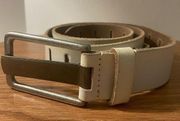 WE THE FREE (Free People) Off White Reticulated Metallic Jona Leather Belt-S/M