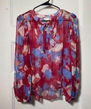 Shoshanna | Floral Tie Neck Sheer Blouse