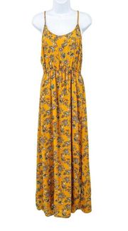 Floral Botanical Print Sleeveless Long Maxi Dress Yellow Small Forever 21
