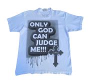 Vintage  God Can Judge Me White Graphic T-shirt