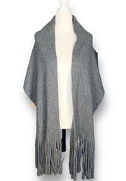 Lucky Brand Solid Brushed Dark Gray Grey Oversized Scarf with Fringe Brand New