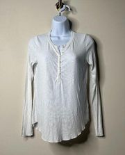 Aerie  White Ribbed Long Sleeve Henley Top Women's Small