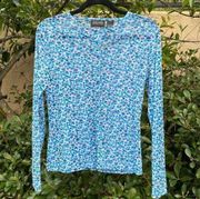 New York & Company Blue Floral Blouse. Size Small.  EUC!