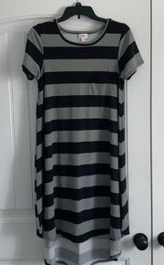 XS, Black and grey striped LuLaRoe dress