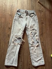 Light Washed Ripped Distressed Mom Jeans